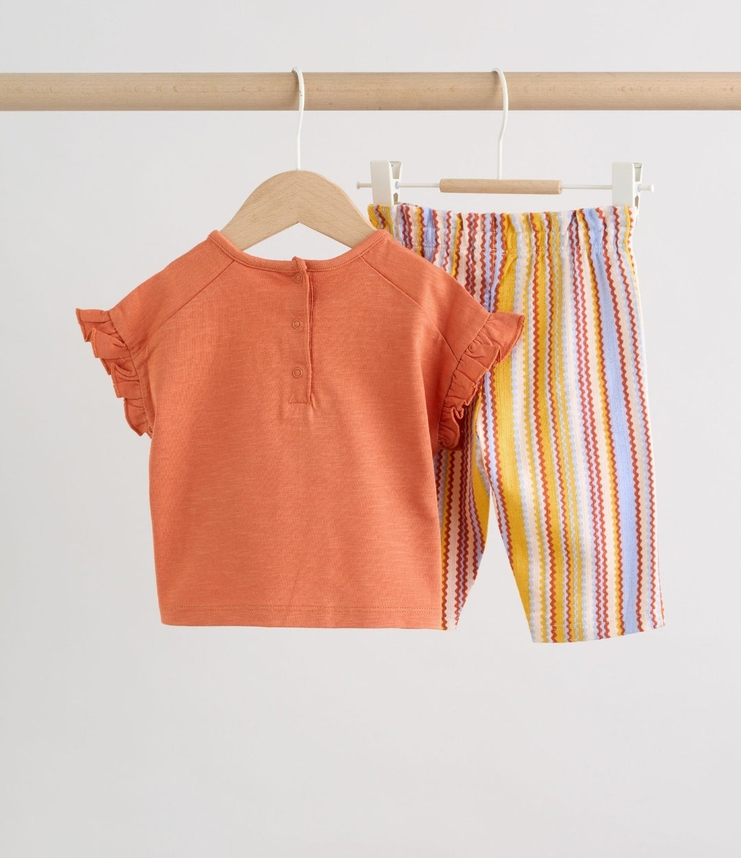 Rust Brown Short Sleeve Baby Top And Wide Leg 2 Piece Set