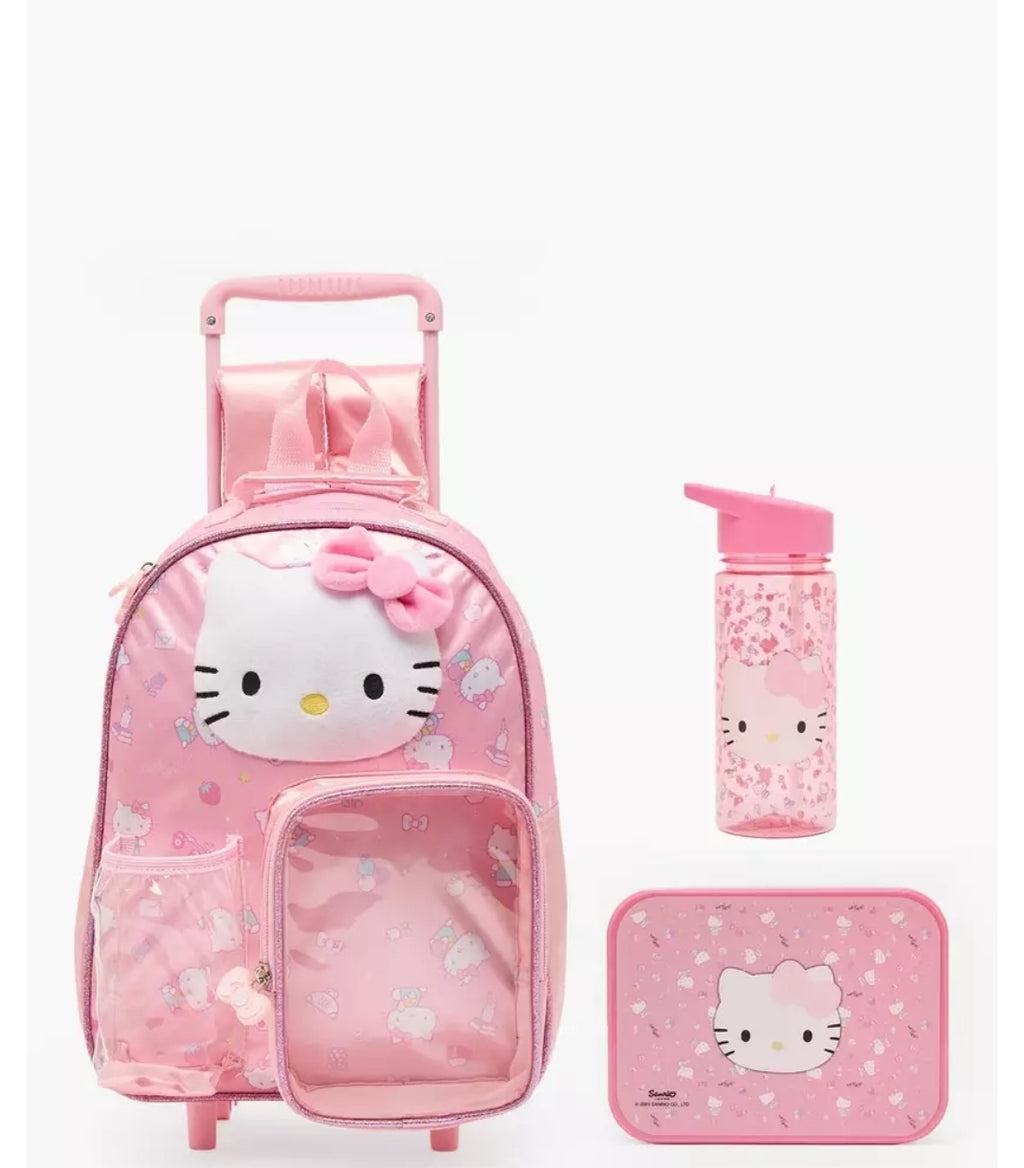 Sanrio Hello Kitty Print 3-Piece School Trolley Bag Set 14 inches