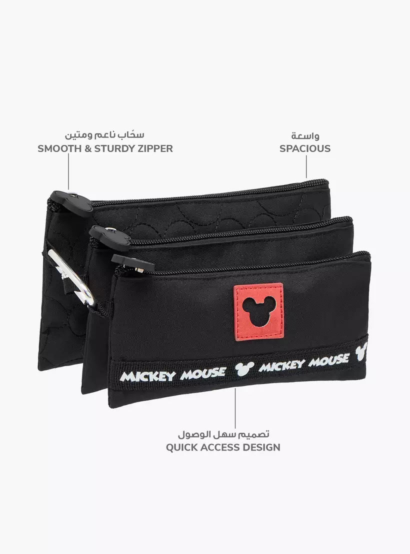 Disney Mickey Mouse Applique Pencil Pouch with Zip Closure