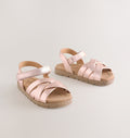 Rose Gold Leather Woven Sandals
with Touch Fastening