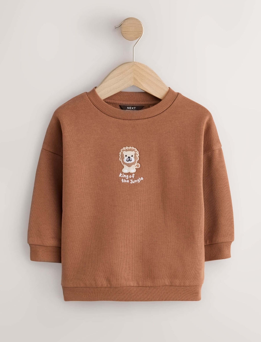 Rust Brown Lion Printed Crew Neck Sweat Top