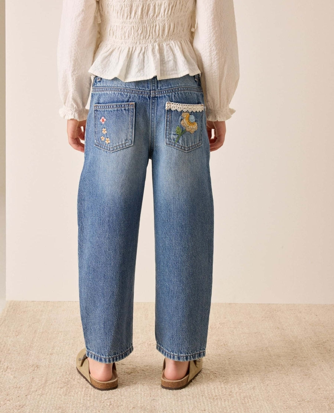 Patchwork Embroidered Straight Leg Jeans