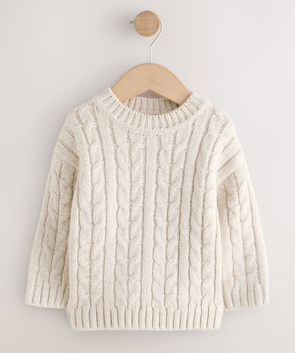 Neutral Cream Cable Knit Crew Neck Jumper