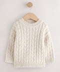 Neutral Cream Cable Knit Crew Neck Jumper