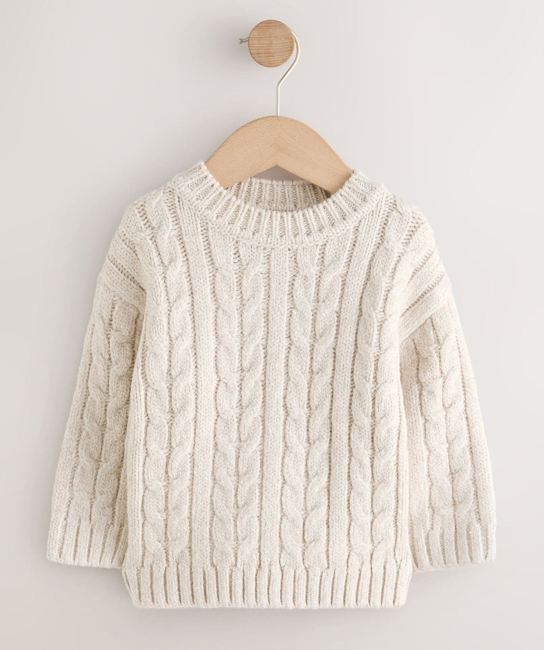 Neutral Cream Cable Knit Crew Neck Jumper