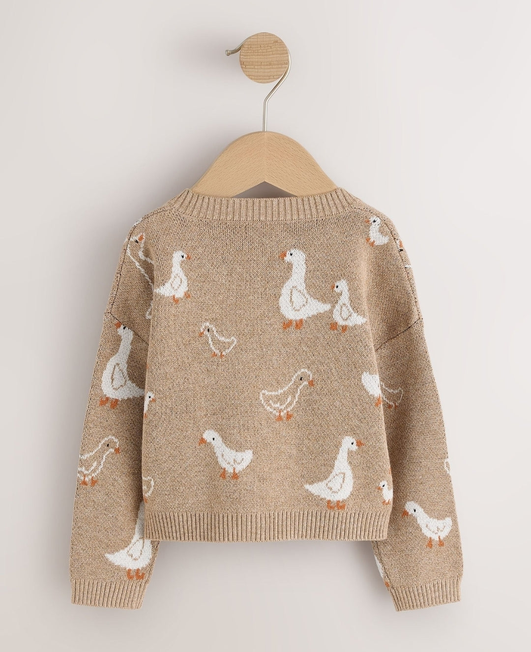 Oatmeal Goose V-Neck Cardigan
