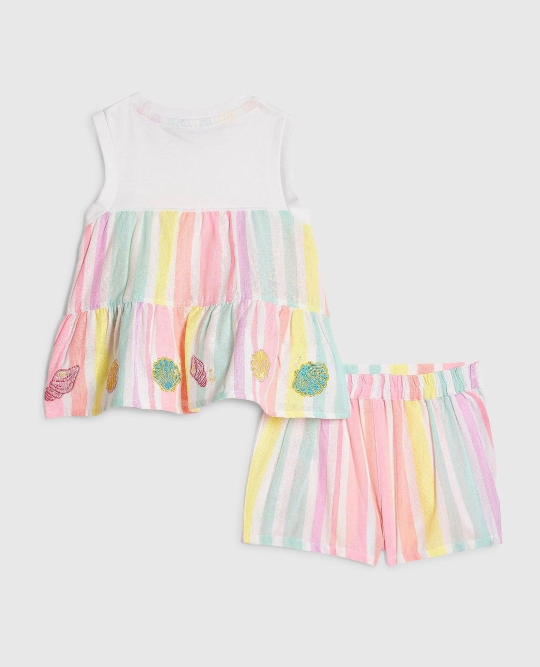 River Island White Stripe Frill Top & Shorts Set