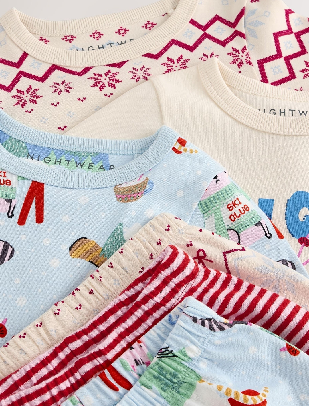 Cream/Blue Jogger Pyjamas 3 Pack