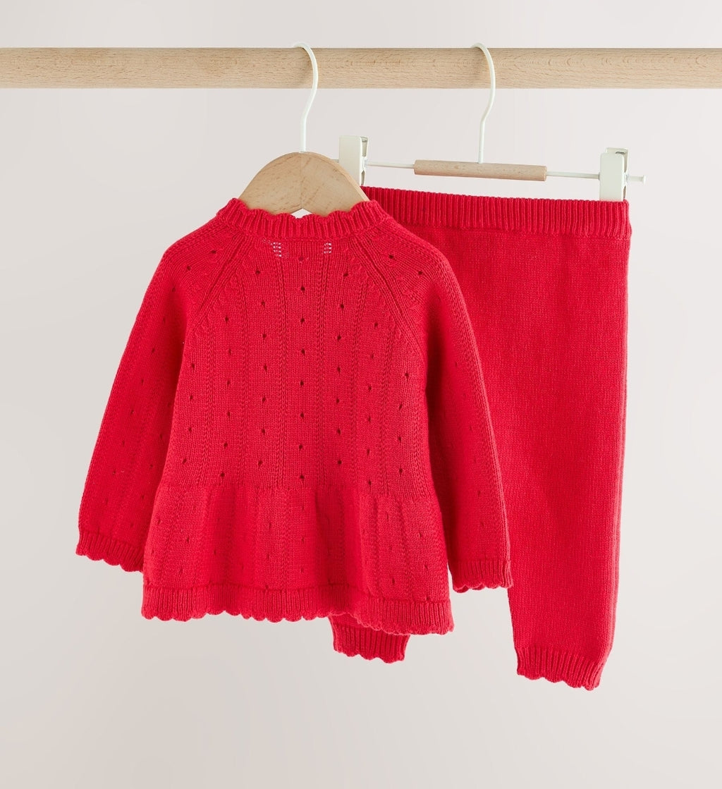 Red Frill Knitted Bow Baby
Cardigan & Leggings Set 2 Piece