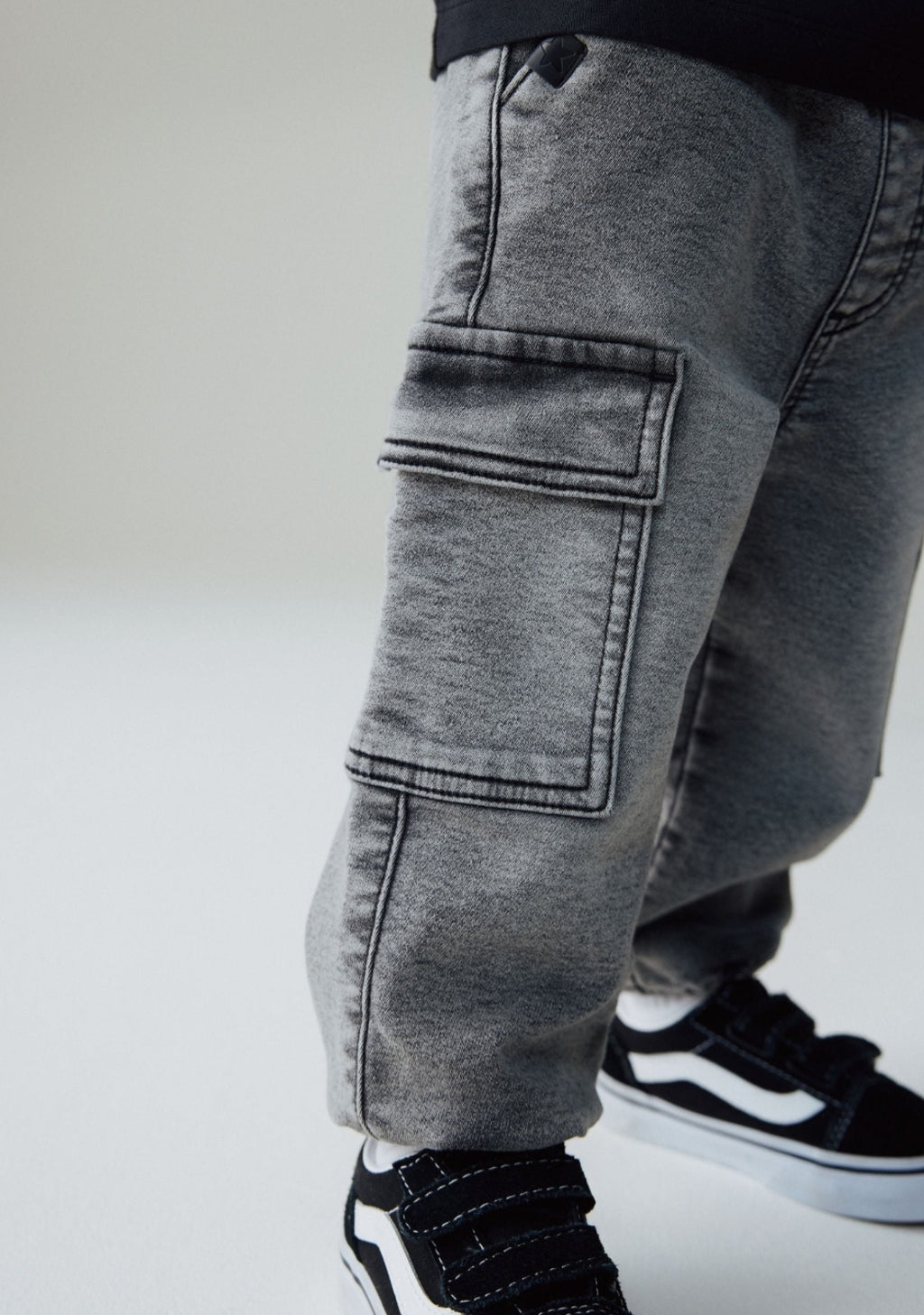 Grey Comfort Stretch Wide Cargo Jeans