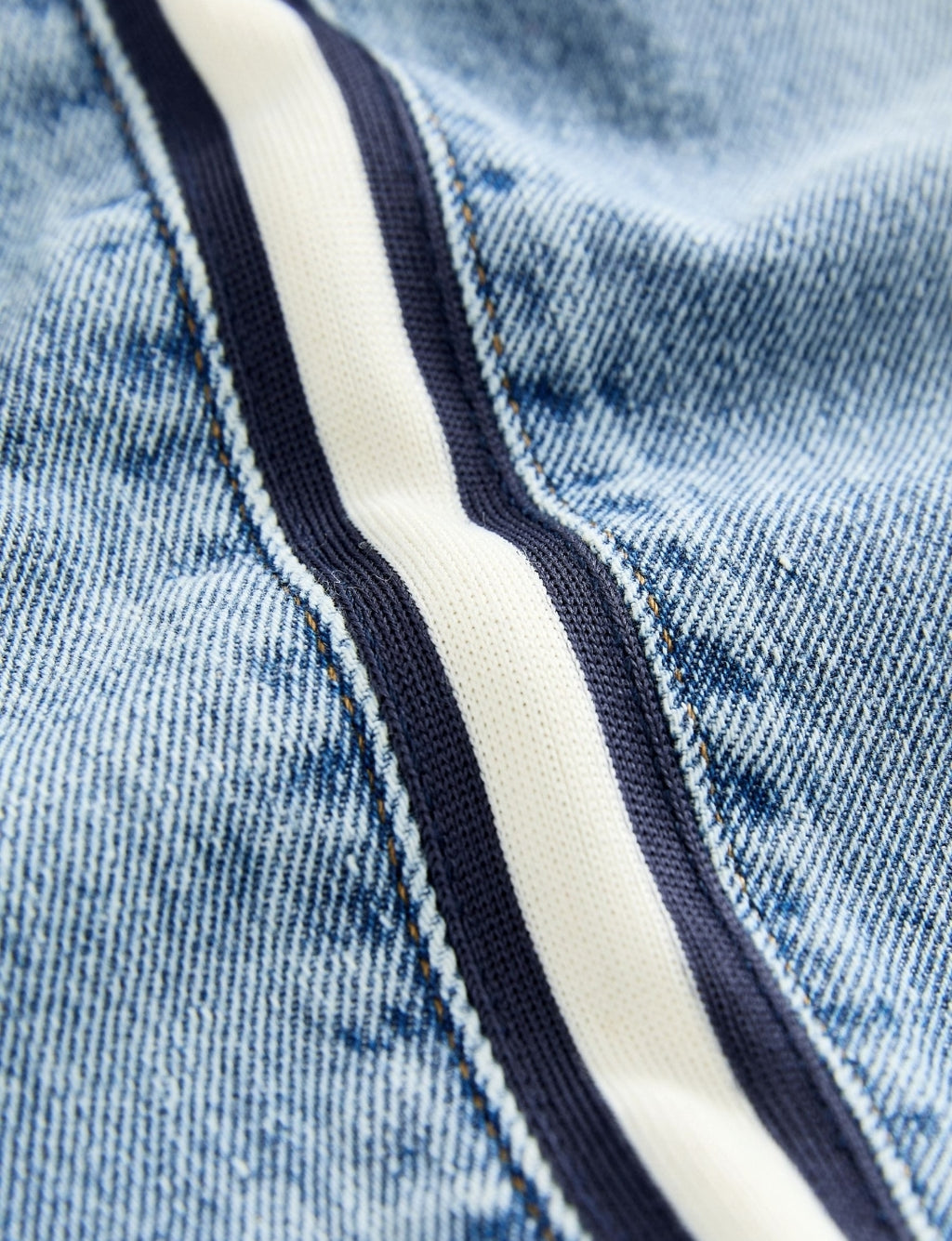 Light Blue Side Stripe Wide Fit Jeans