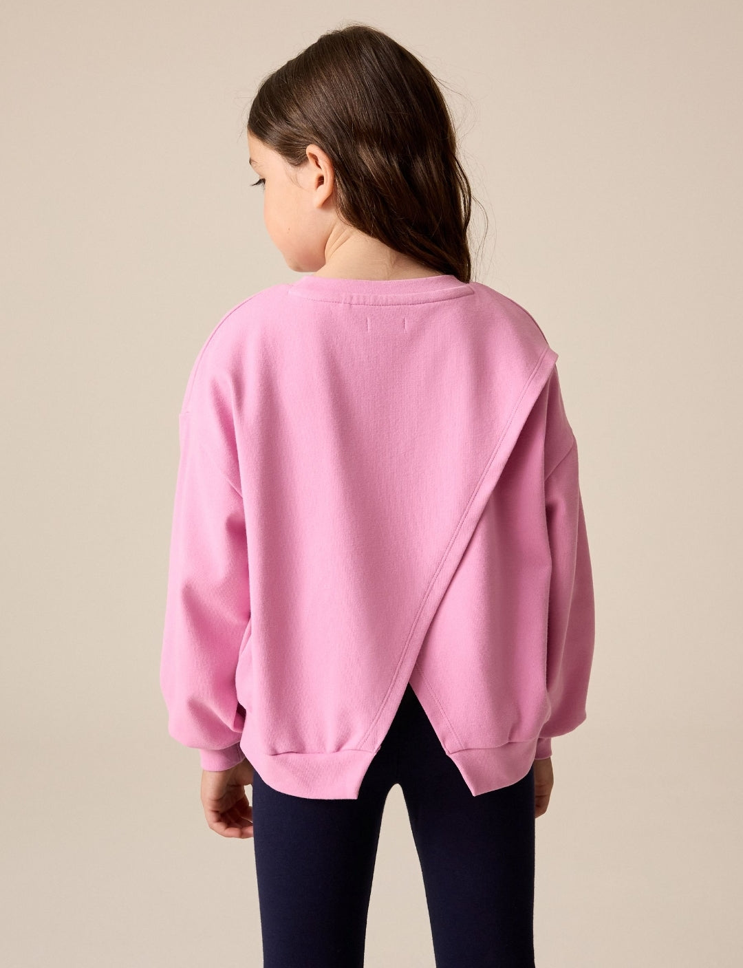 Pink Sequin Long Sleeve Wrap Back Top