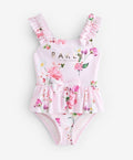 Baker by Ted Baker Pink Floral Frill Peplum Swimsuit