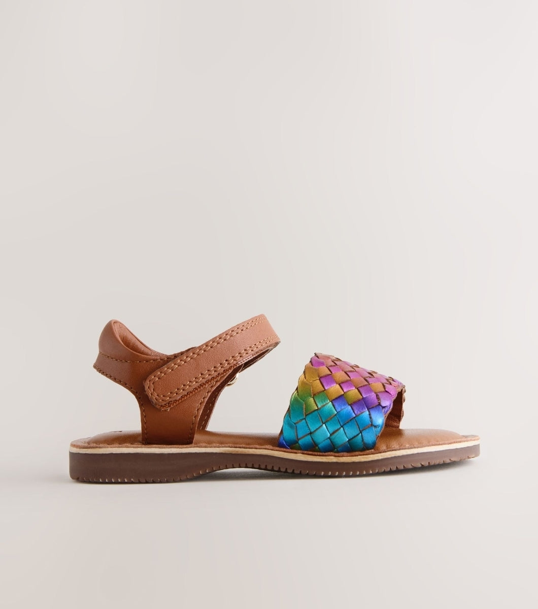 Rainbow Wide Fit (G) Leather Twist 
Sandals with Touch Fastening