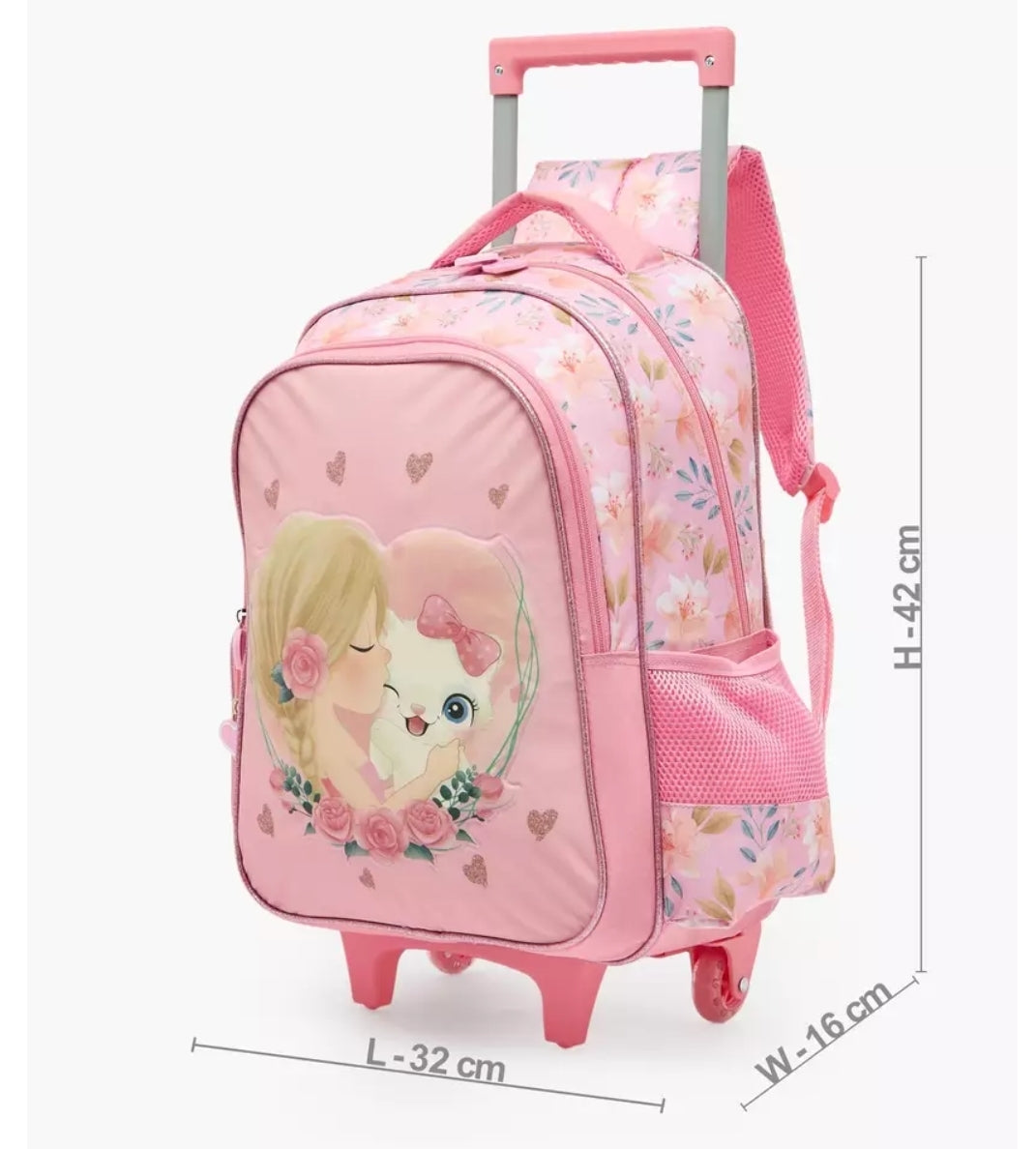 Juniors Cat Print 3-Piece School Trolley Bag Set 16 inches