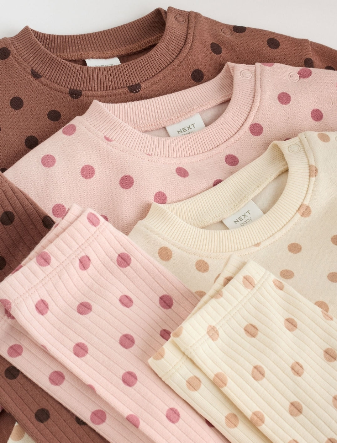 Chocolate Brown and Pink Spot Baby Sweater and Leggings Set