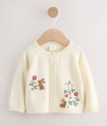 Multicolour Bright Stripe Knitted Baby CardiganNatural Embroidered Baby Bunny
Cardigan