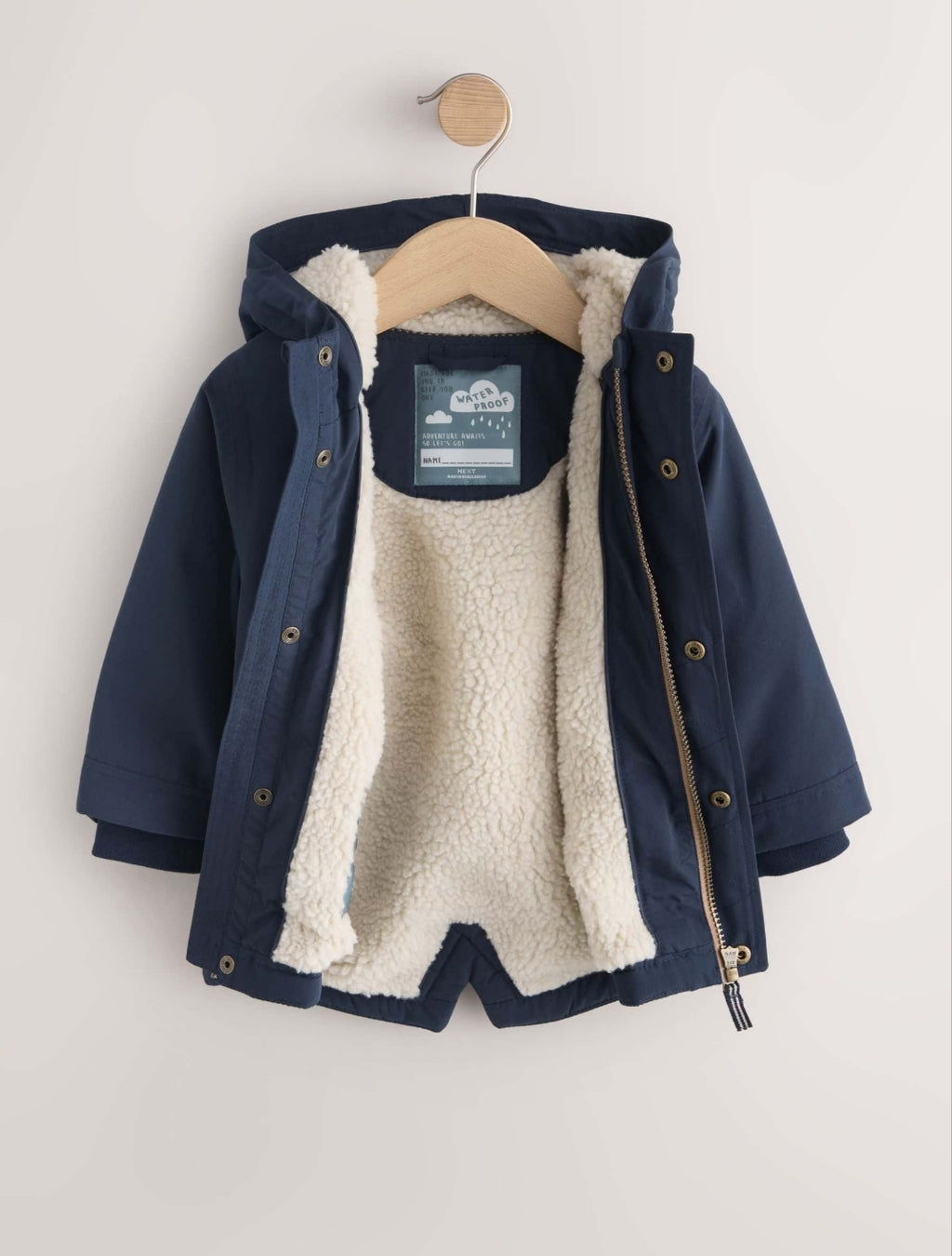 Navy Waterproof Borg Lined Parka