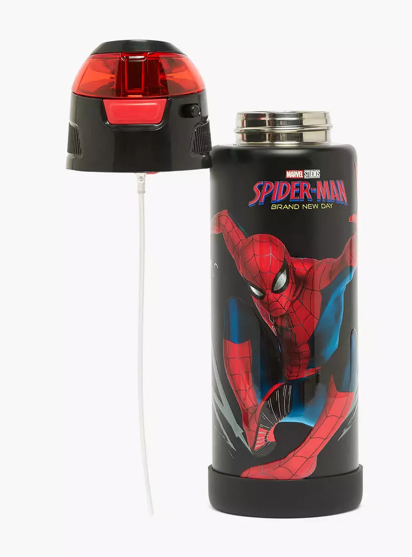 Spider-Man Print Stainless Steel Water Bottle with Spout and Carry Lid