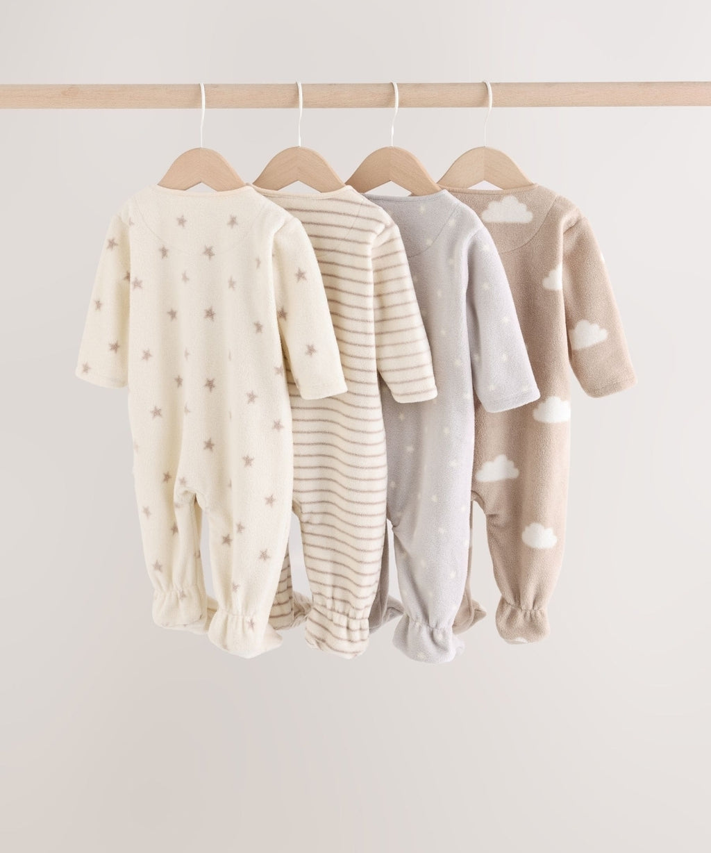 Neutral Micro Fleece Two Way
Zip Baby Sleepsuits 4 Pack