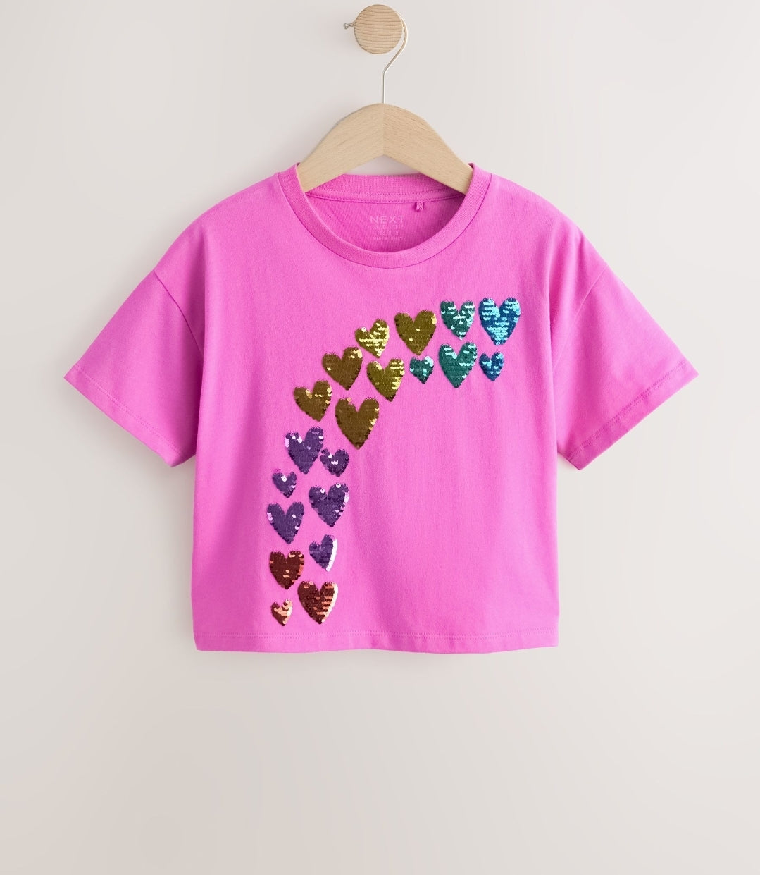 Pink Rainbow Sequin Heart T-Shirt