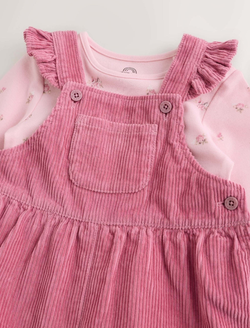 Pink Cord Dungarees and Bodysuit Baby Set 2 Piece