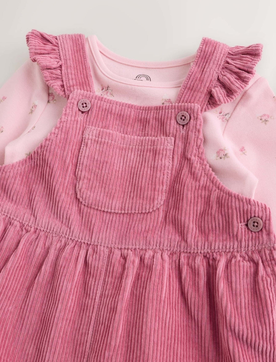 Pink Cord Dungarees and Bodysuit Baby Set 2 Piece