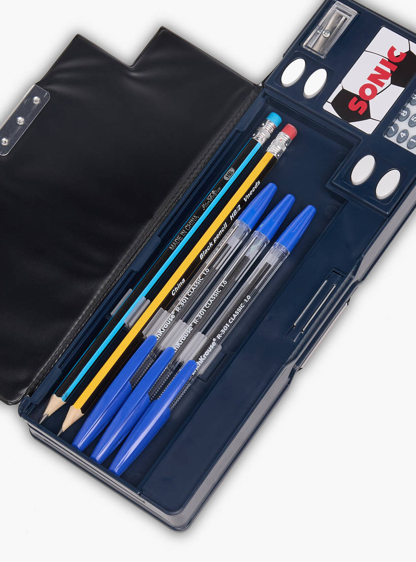 SEGA Sonic Print Pencil Case with Magnetic Flap Closure