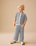 Navy Stripe Knitted Shirt and Trousers Set