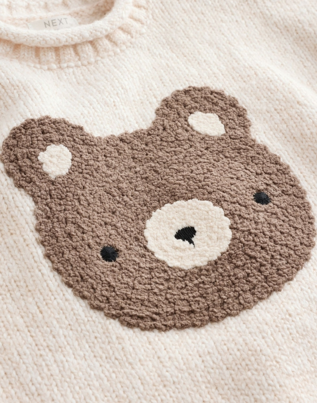Neutral Bear Character Knitted Crew Neck Jumper