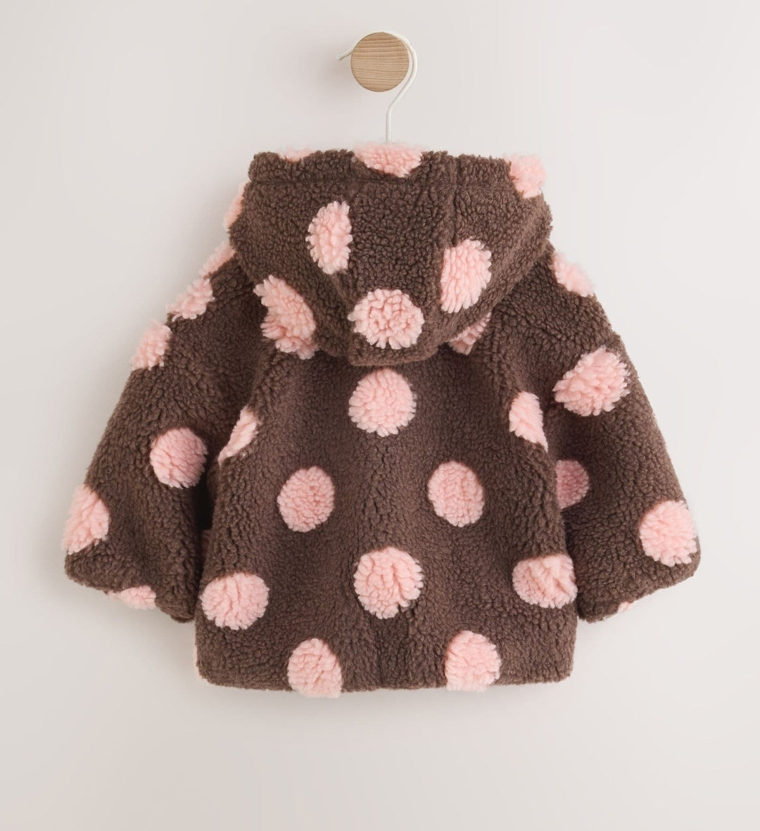 Brown and Pink Borg Spot Hooded
Baby Jacket