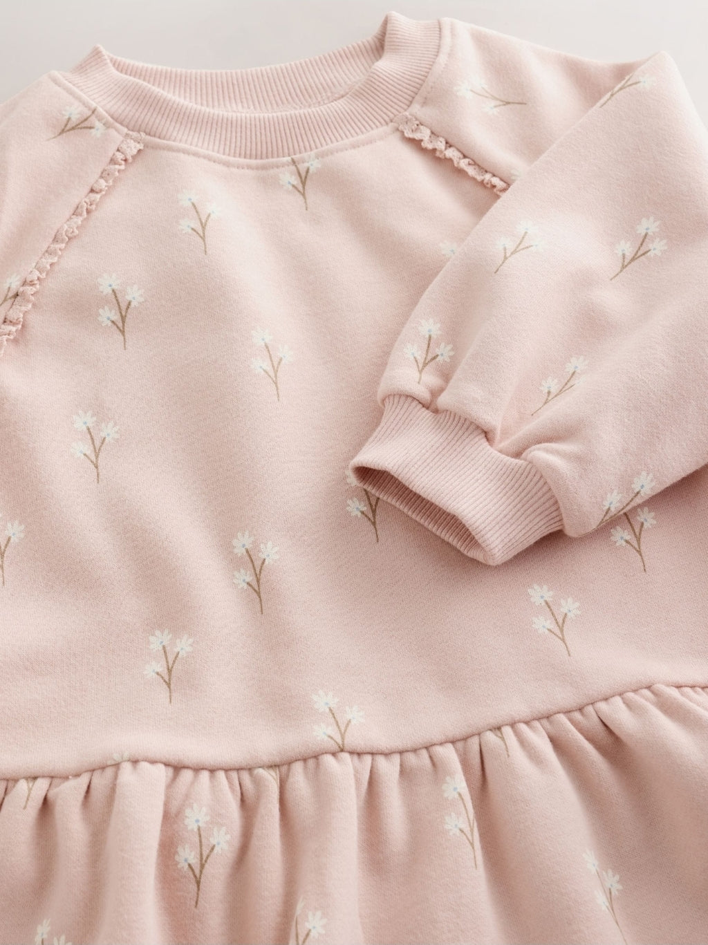 Cream Pink Ditsy Floral Long Sleeve
Sweat Dress
