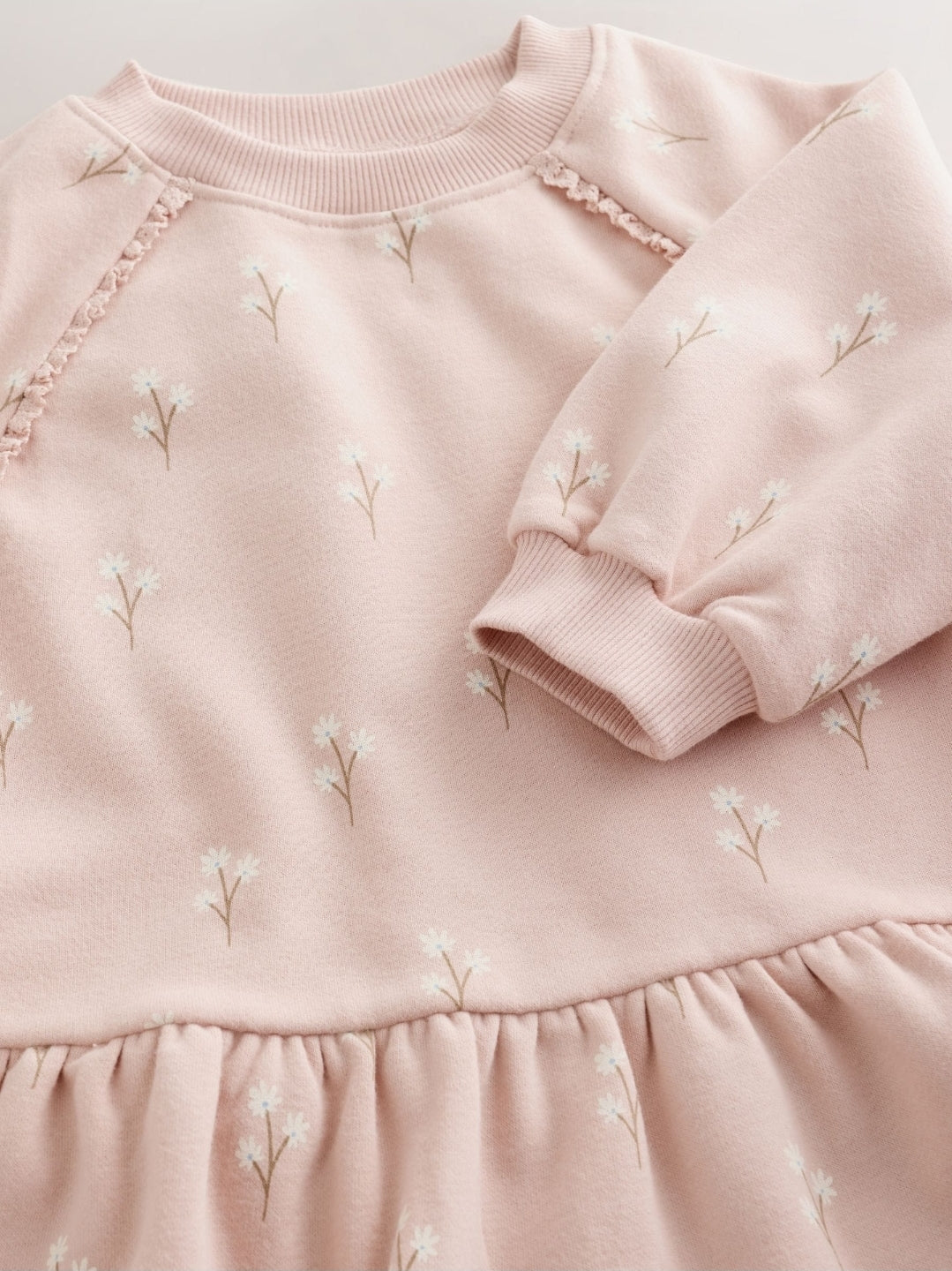 Cream Pink Ditsy Floral Long Sleeve
Sweat Dress