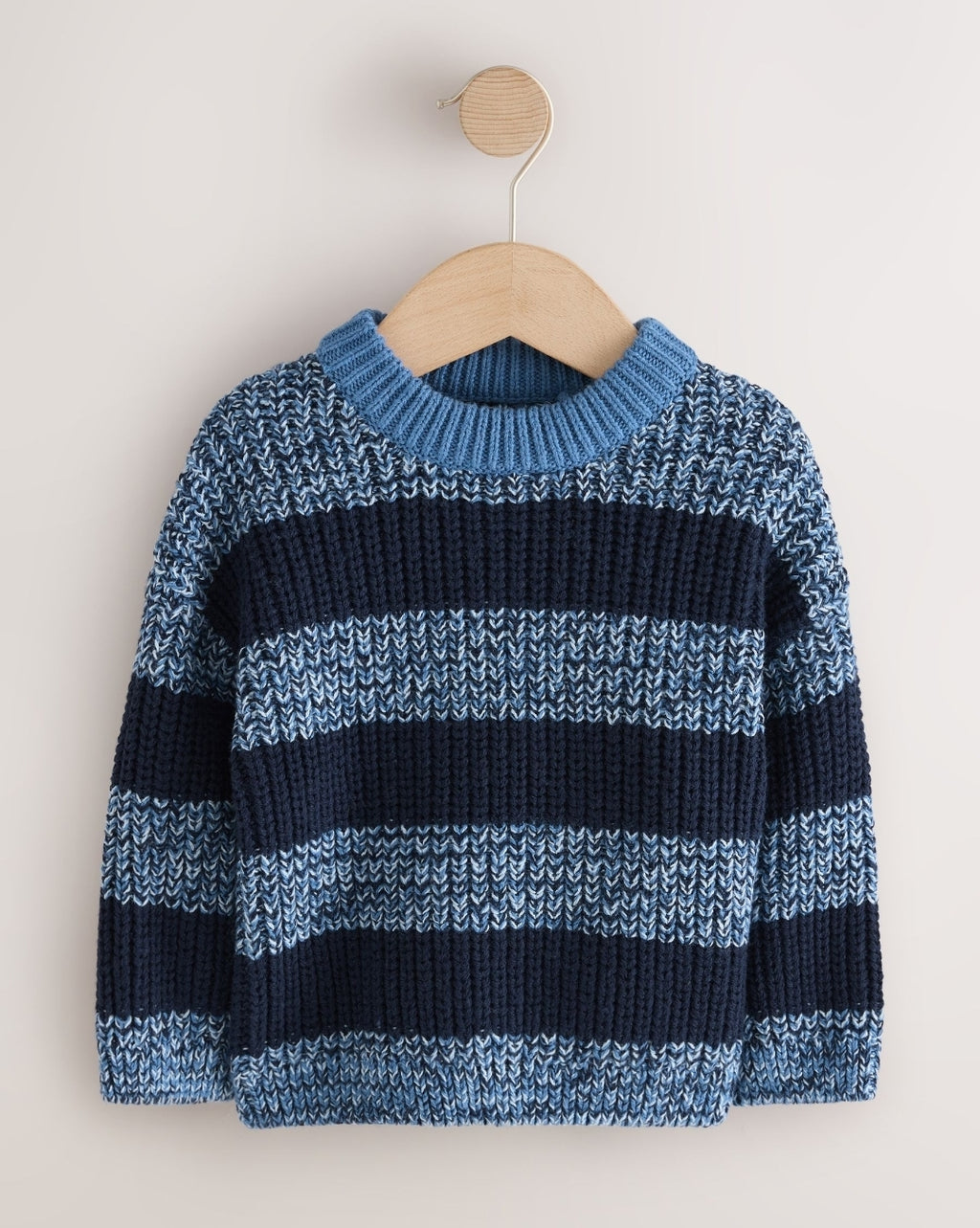 Blue/Navy Stripe Knitted Crew
Neck Jumper