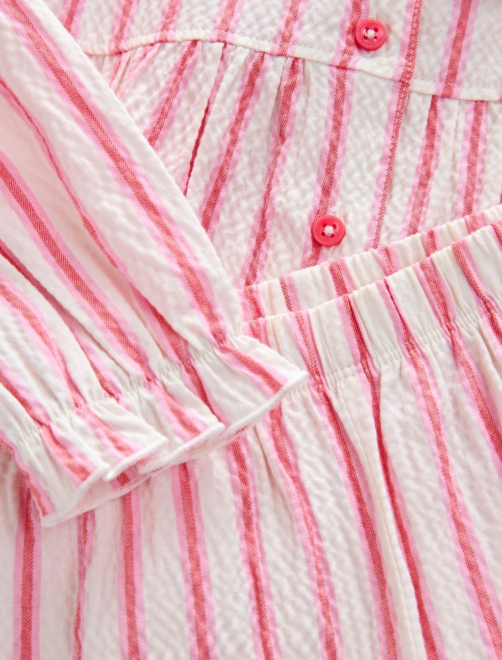 Pink Stripe Woven Button Through Pyjamas