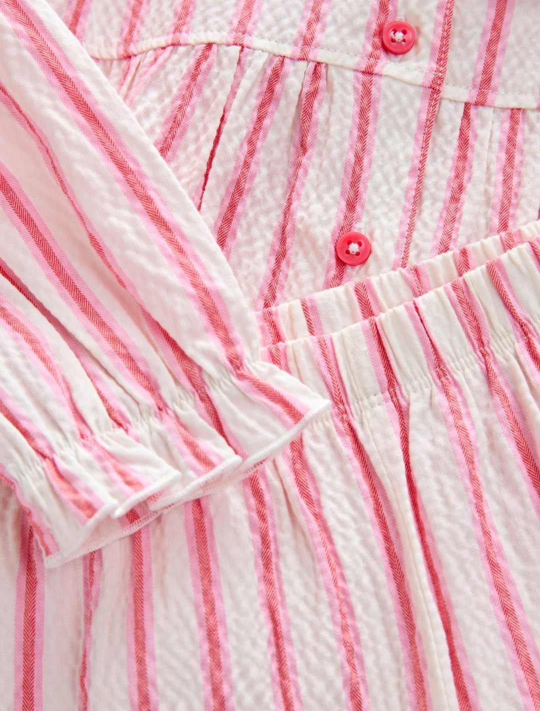 Pink Stripe Woven Button Through Pyjamas