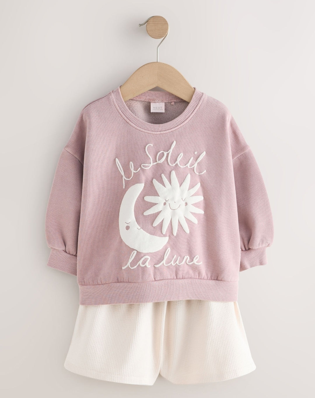 Brown Moon & Sun Crew Neck Sweatshirt & Shorts Set