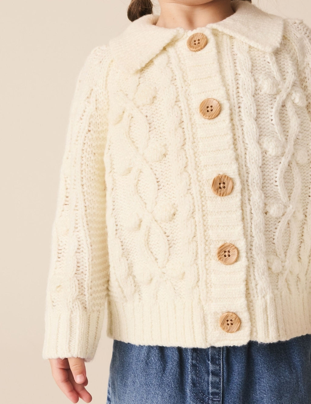 Ecru Chunky Bobble Cardigan