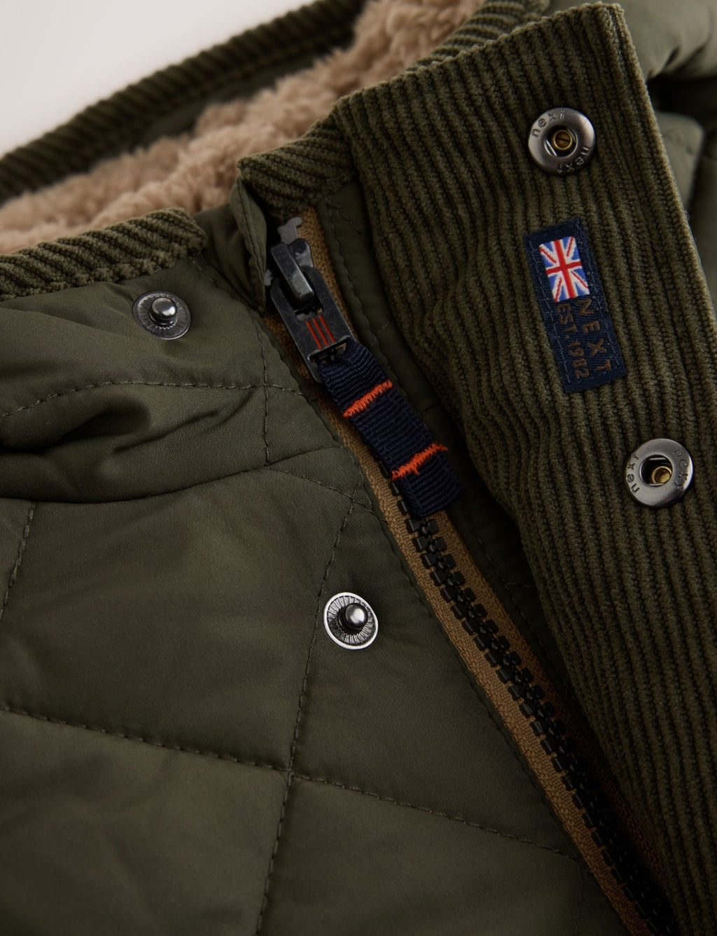 Green Quilted Borg Lined Coat