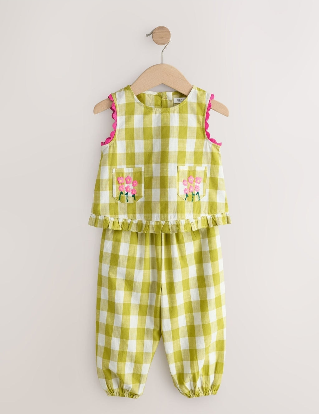 Olive Green Gingham Top& Cuffed
Trousers Set