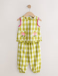 Olive Green Gingham Top& Cuffed
Trousers Set