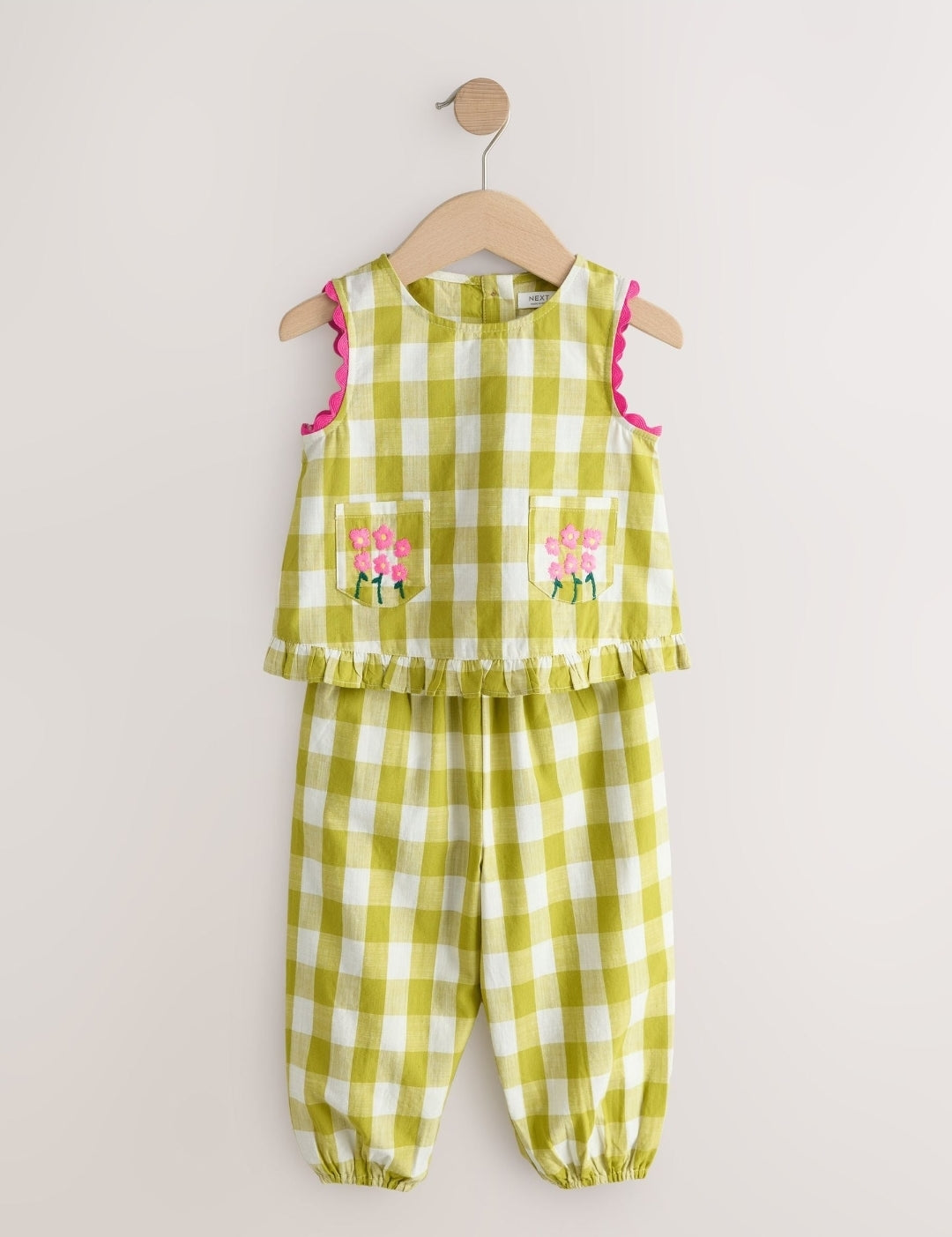 Olive Green Gingham Top& Cuffed
Trousers Set
