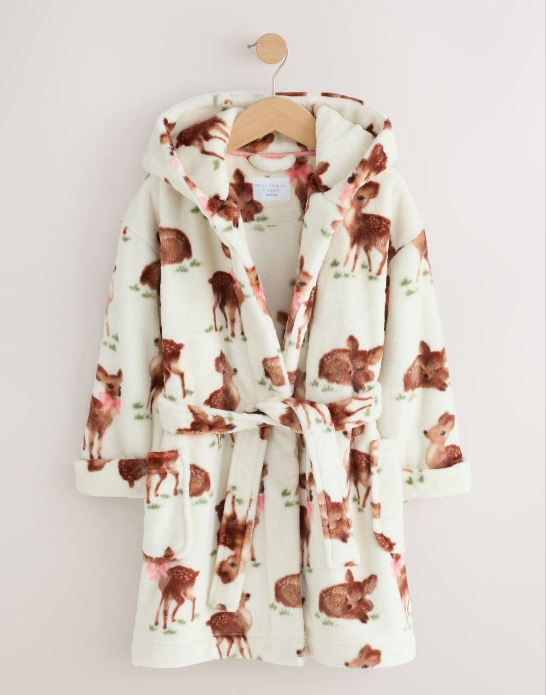 Ecru/Brown Fleece Dressing Gown