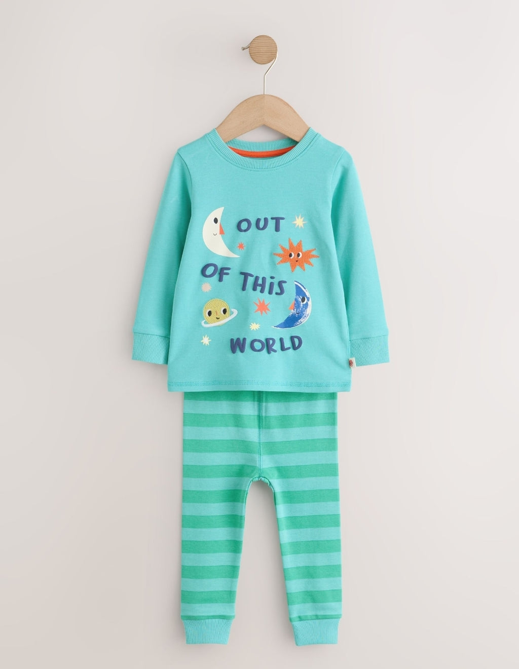 Ecru/Navy/Green Spaceship Relaxed Snuggle Pyjamas 3 Pack