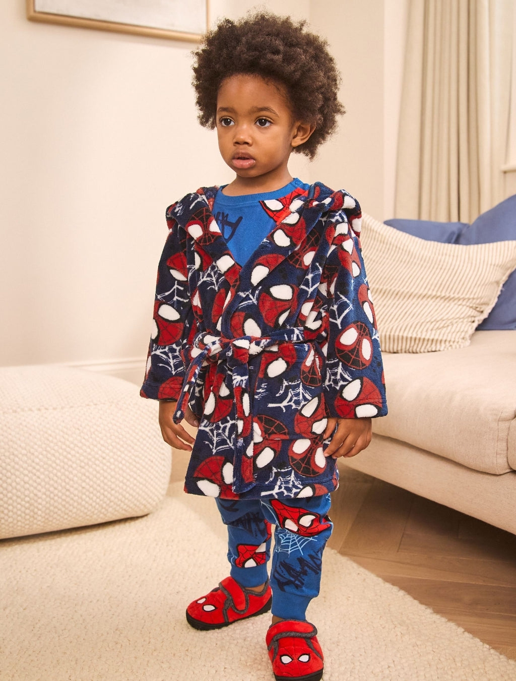 Navy Spiderman Fleece Robe