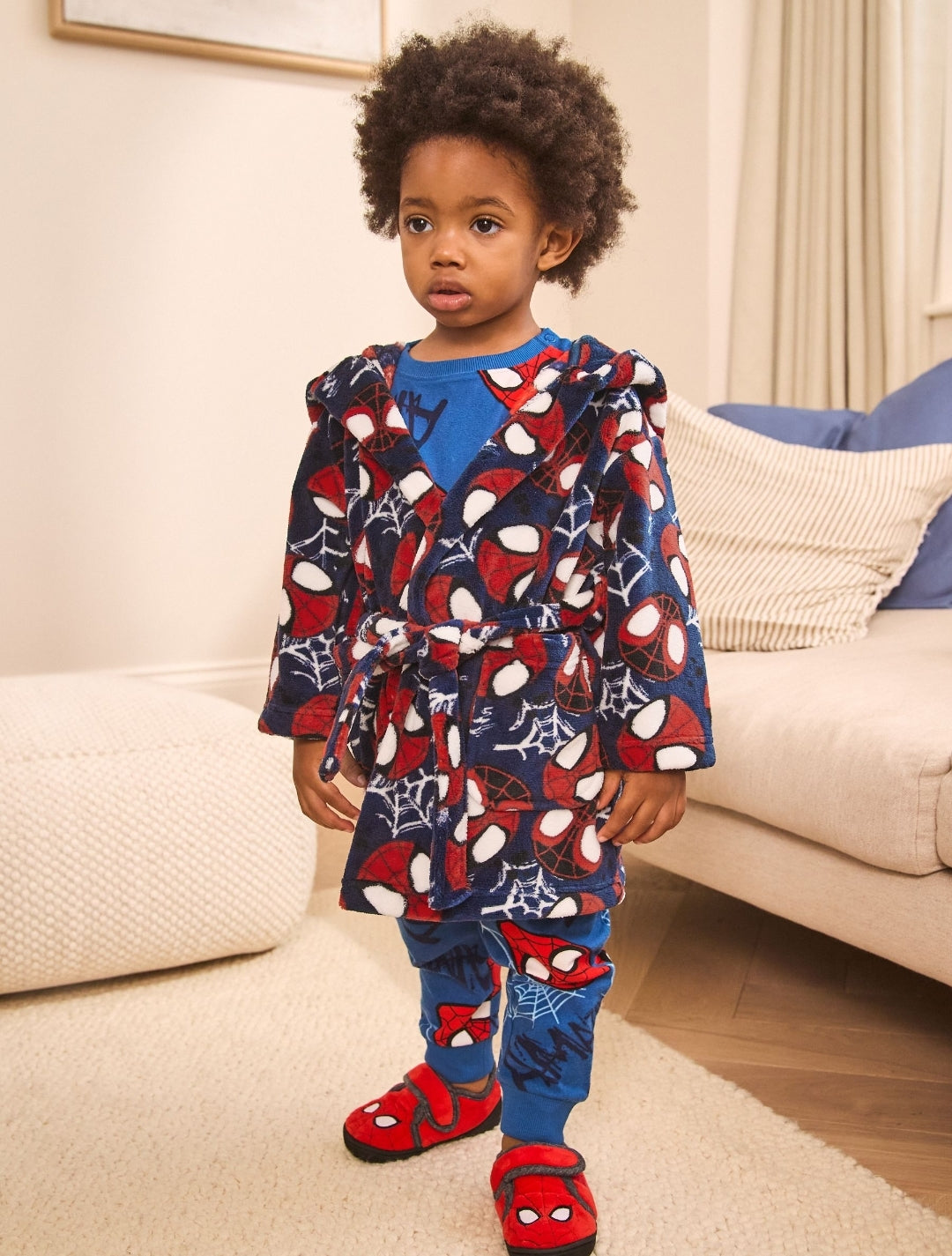 Navy Spiderman Fleece Robe