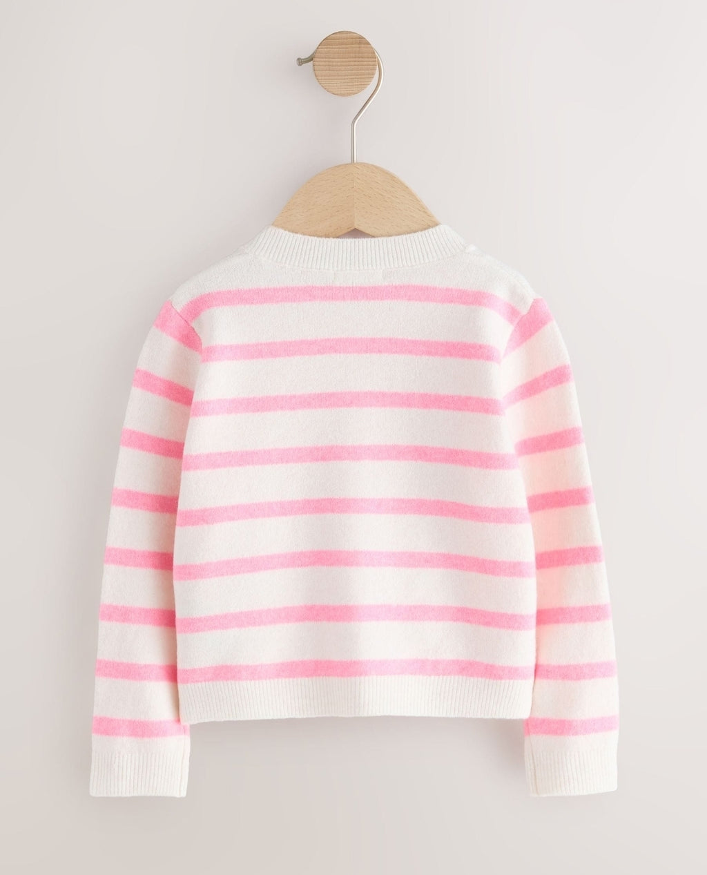 Ecru Pink stripe Knit Cardigan