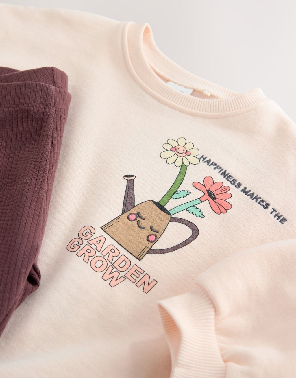 Cream Garden Graphic Sweatshirt and Leggings Set