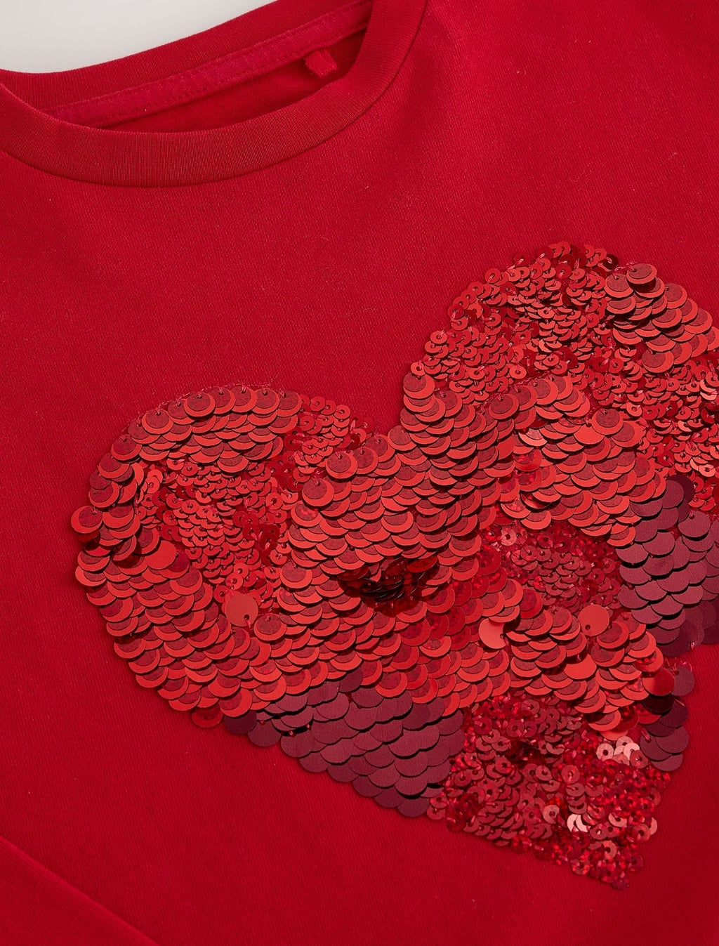 Red Long Sleeve Sequin Heart Top