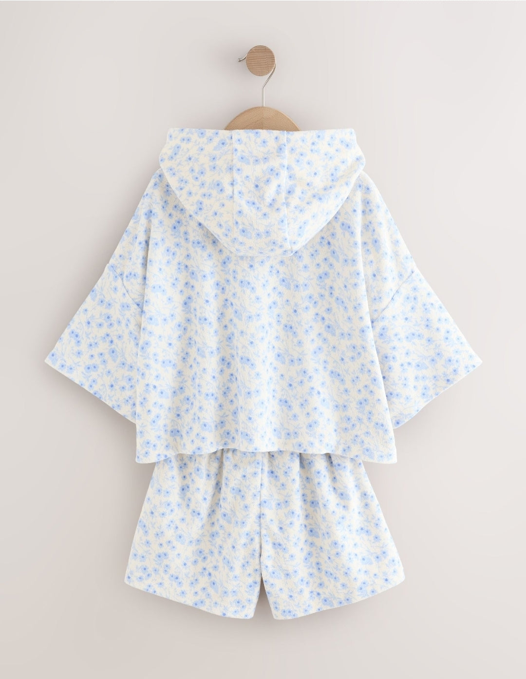 Blue/White Floral Ditsy Towelling
Hoodie And Shorts Set
